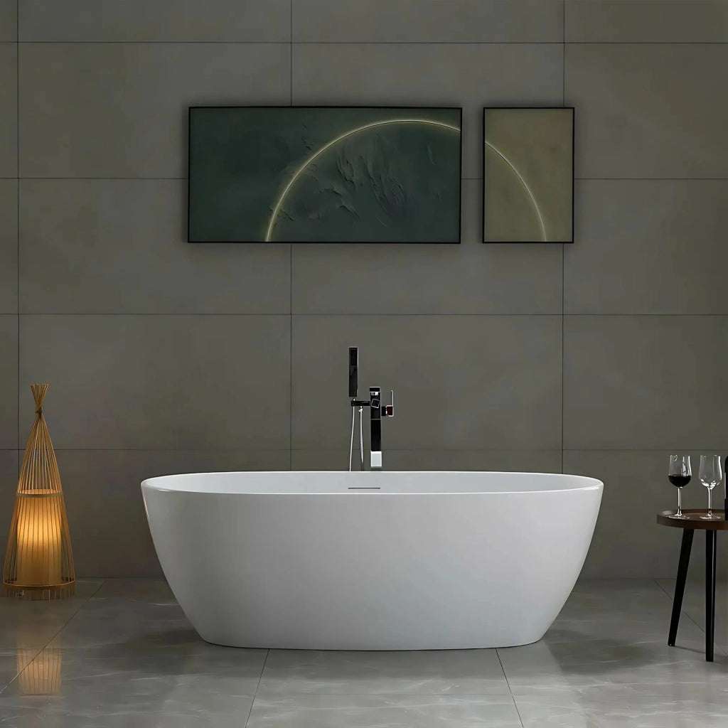 Vasca Da Bagno Freestanding In Acrilico Roma 170 Copritappo bianco