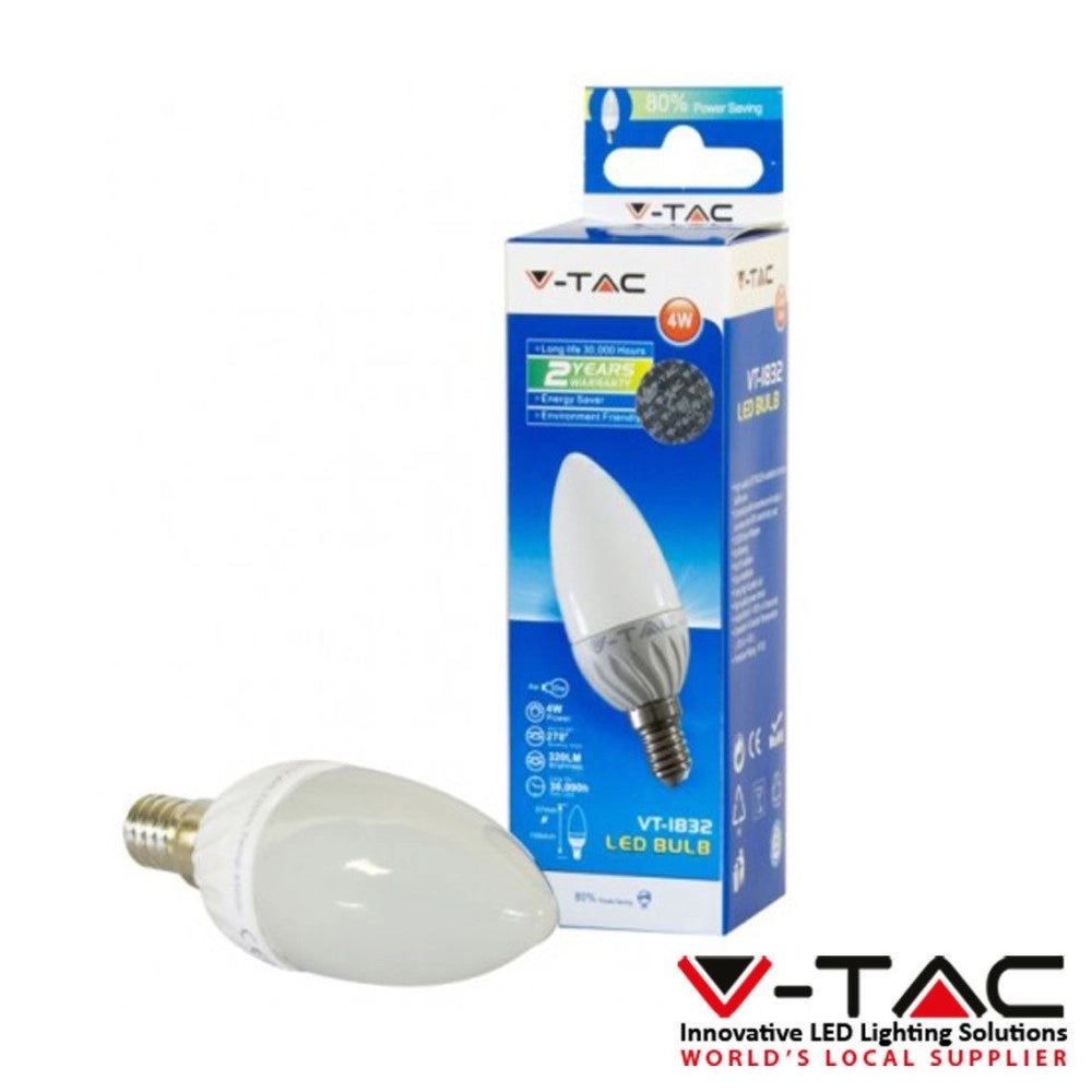 Trade Shop - Lampadina Led Candela E14 4w Luce Calda Vt-1818 Lampada Illuminazione -