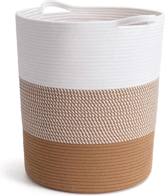Mand per Bambino Grande, Bianco e Camel, Dimensioni: 40 x 35 x 45 cm