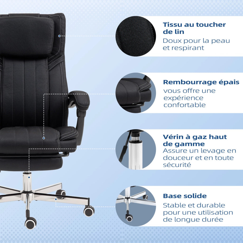 Sedia da ufficio girevole con schienale reclinabile e altezza regolabile ¨C zephmum ¨C 65x61x105-113 cm nero