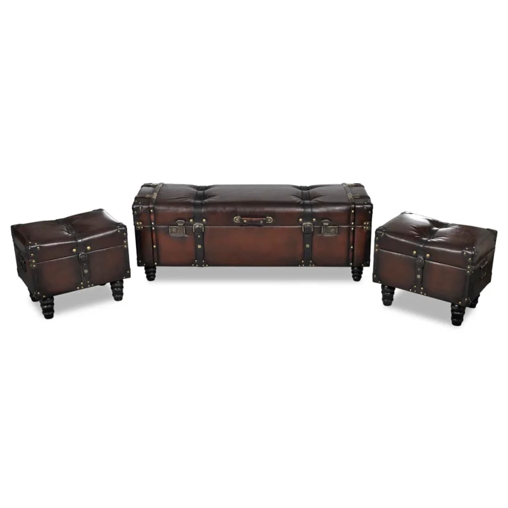 Set di 3 panche portaoggetti marroni 02_0010846