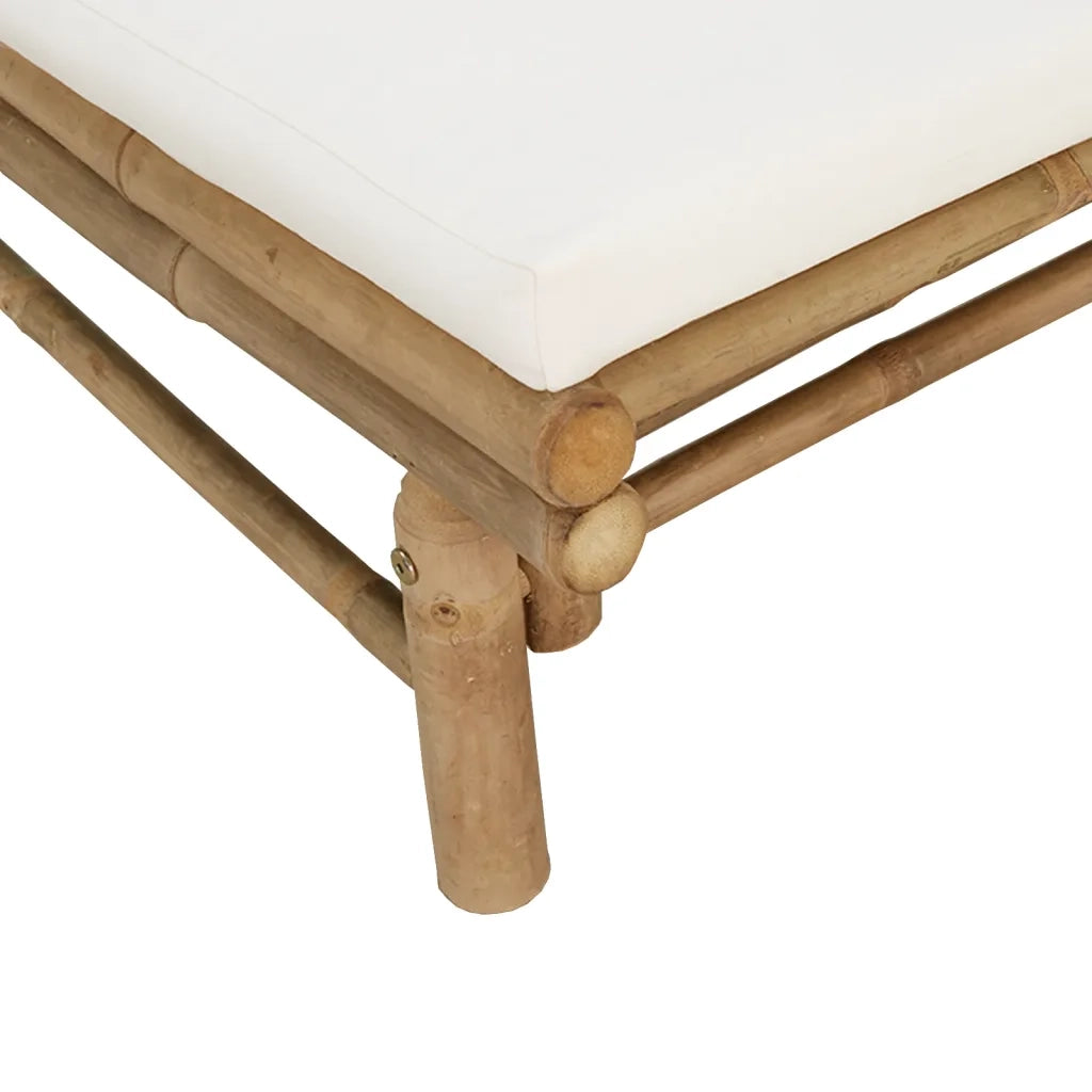 Sedie da Giardino 2 pz con Cuscini Bianco Crema in Bambù 363455
