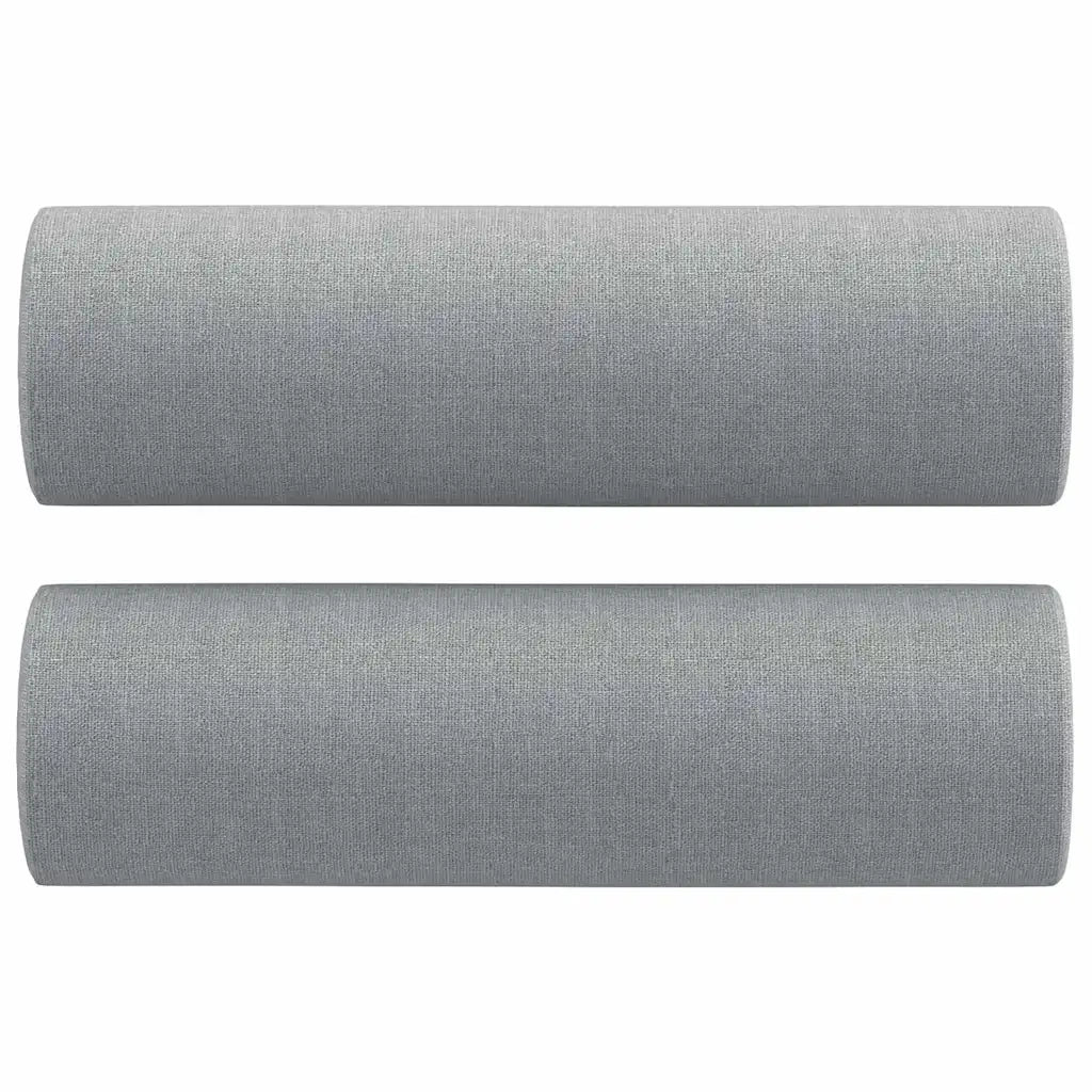 Set Divani 3 pz con Cuscini Grigio Chiaro in Tessuto