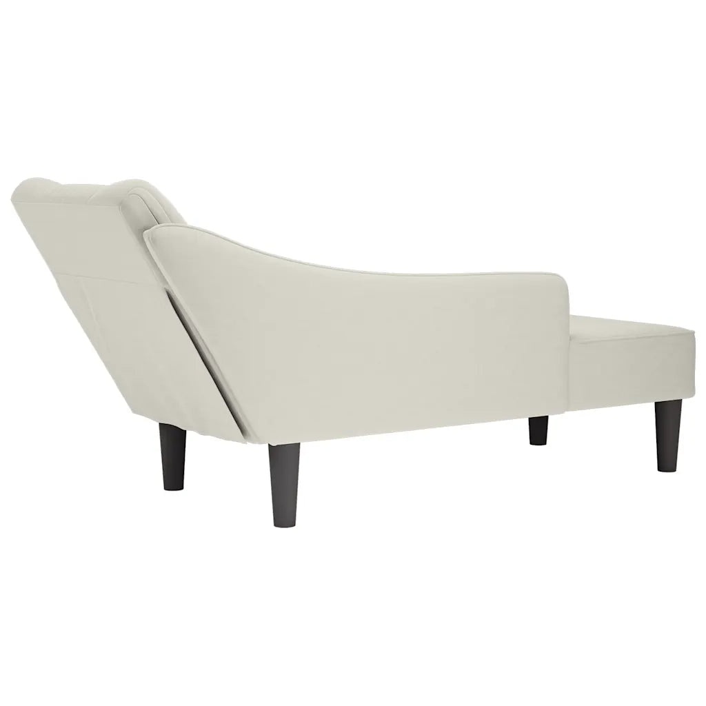 Sdraio con Bracciolo Destro in Velluto Crema 4009799