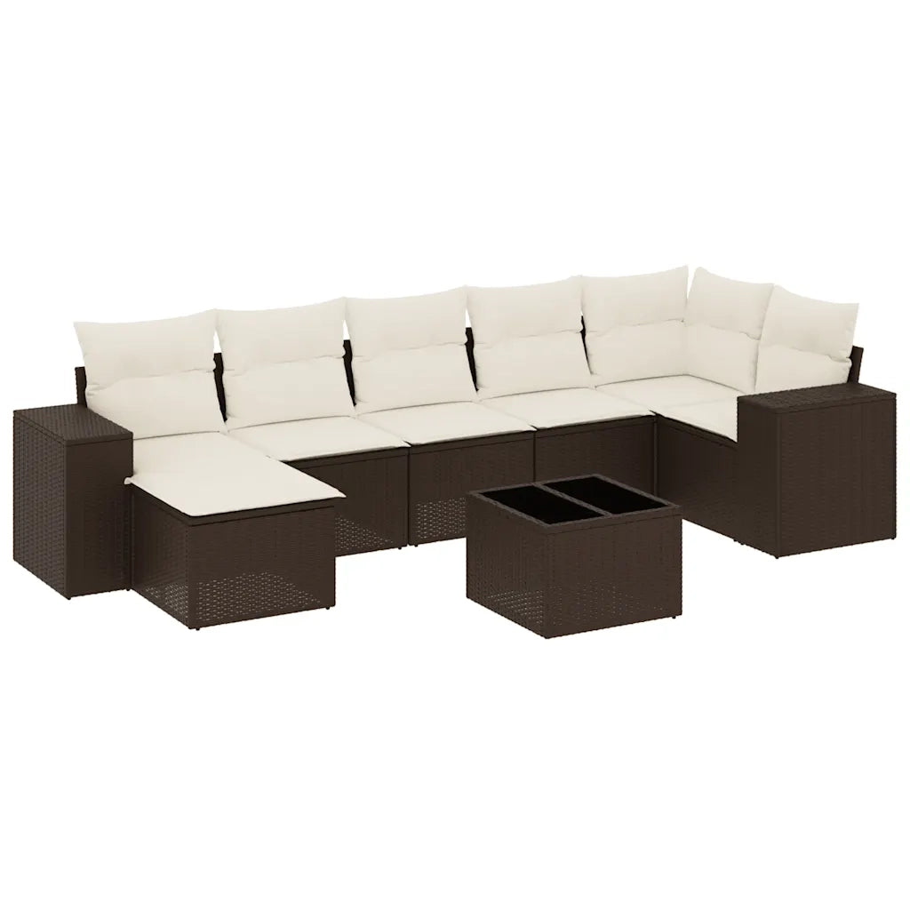 Set Divani da Giardino 8 pz con Cuscini Marrone in Polyrattan 3222892