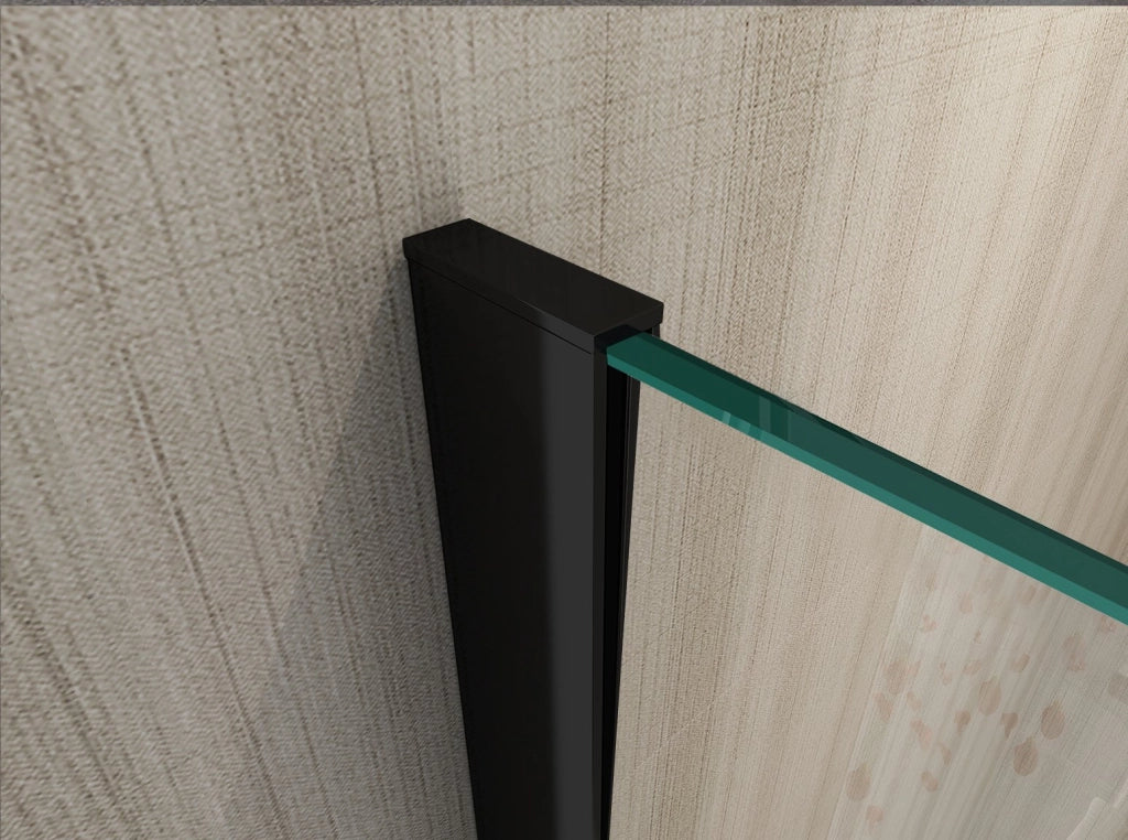 Parete Doccia Walk-in Cristallo 8mm Trasparente Black h.200cm Sicena Vision 100 cm