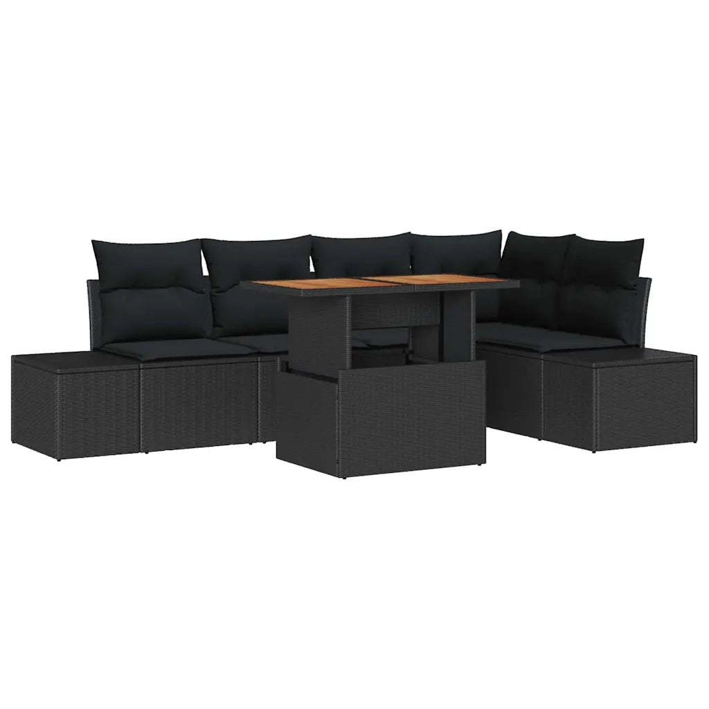 Set Divano da Giardino con archiviazione 6 pcs Nero Poly Rattan 3358704