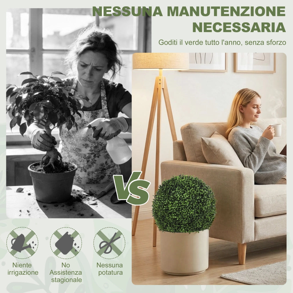 Topiaria Artificiale Bosso ¨C Minimal ¨C Verde 42 cm