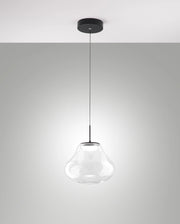 Lampada a Sospensione Deva Ø250mm Trasparente, LED 14W 1510lm CCT Dimmerabile, Struttura in Metallo e Vetro Borosilicato - Deva