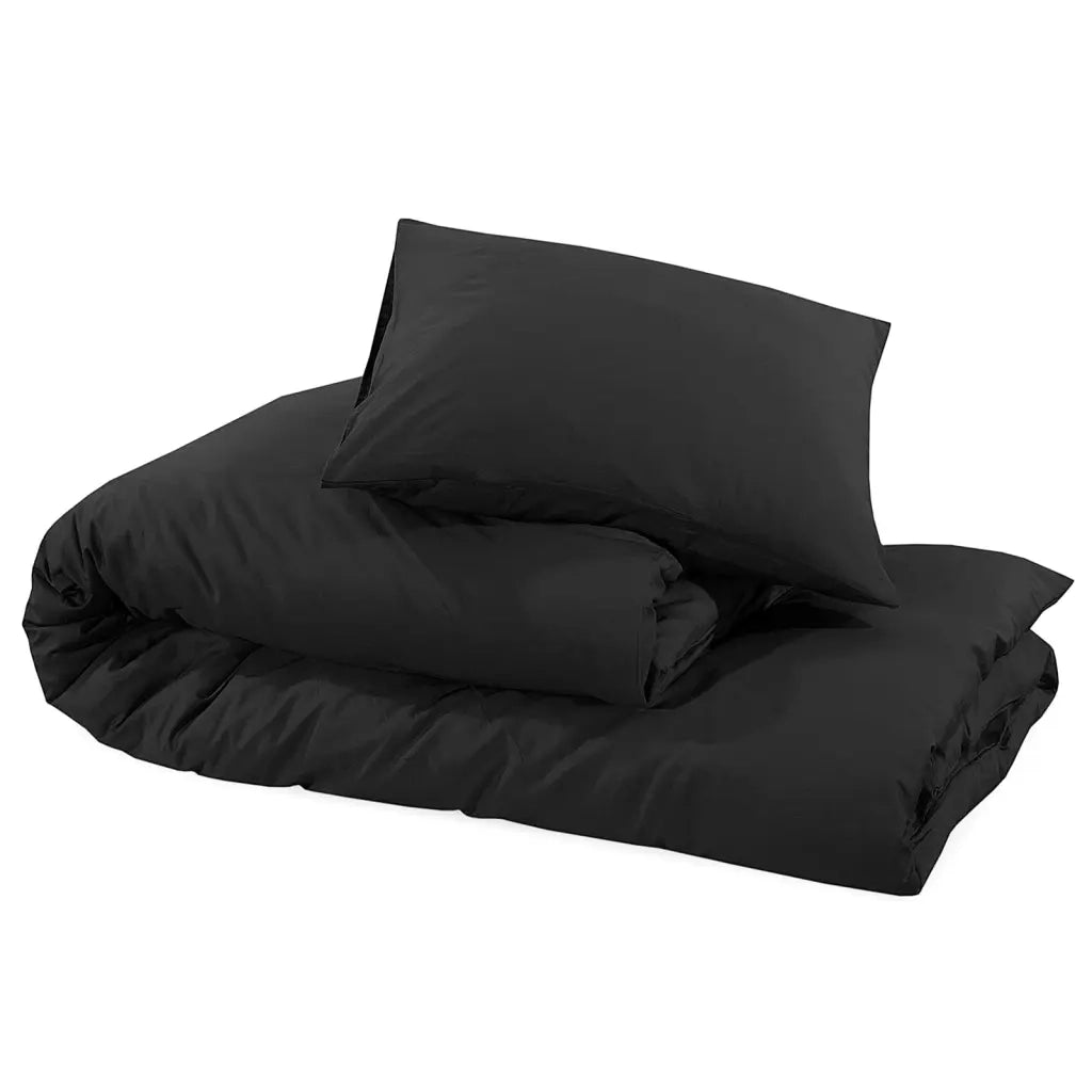 Set Copripiumino Nero 260x240 cm in Microfibra Leggera 135972