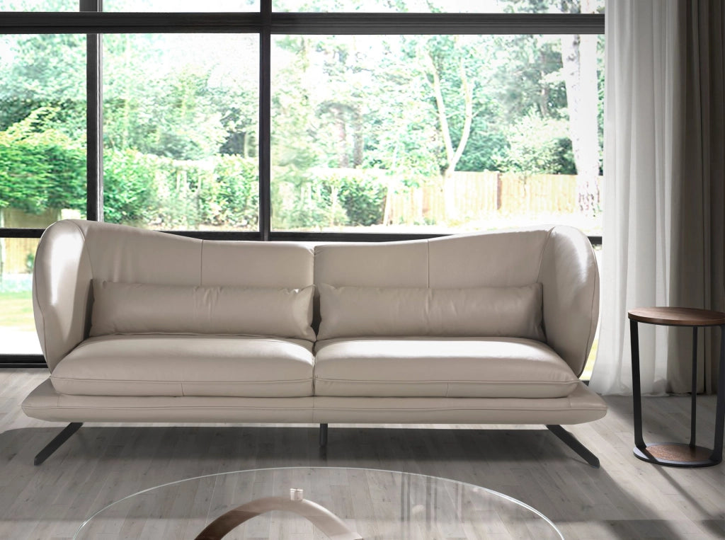 Divano a 3 posti in pelle grigio taupe