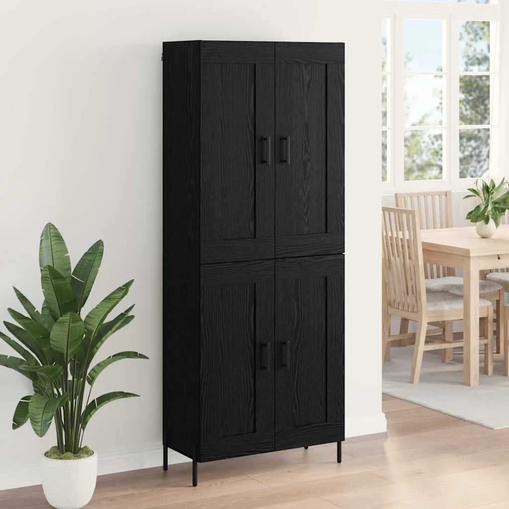 Credenza 2 pcs Rovere Nero Legno multistrato 3416060