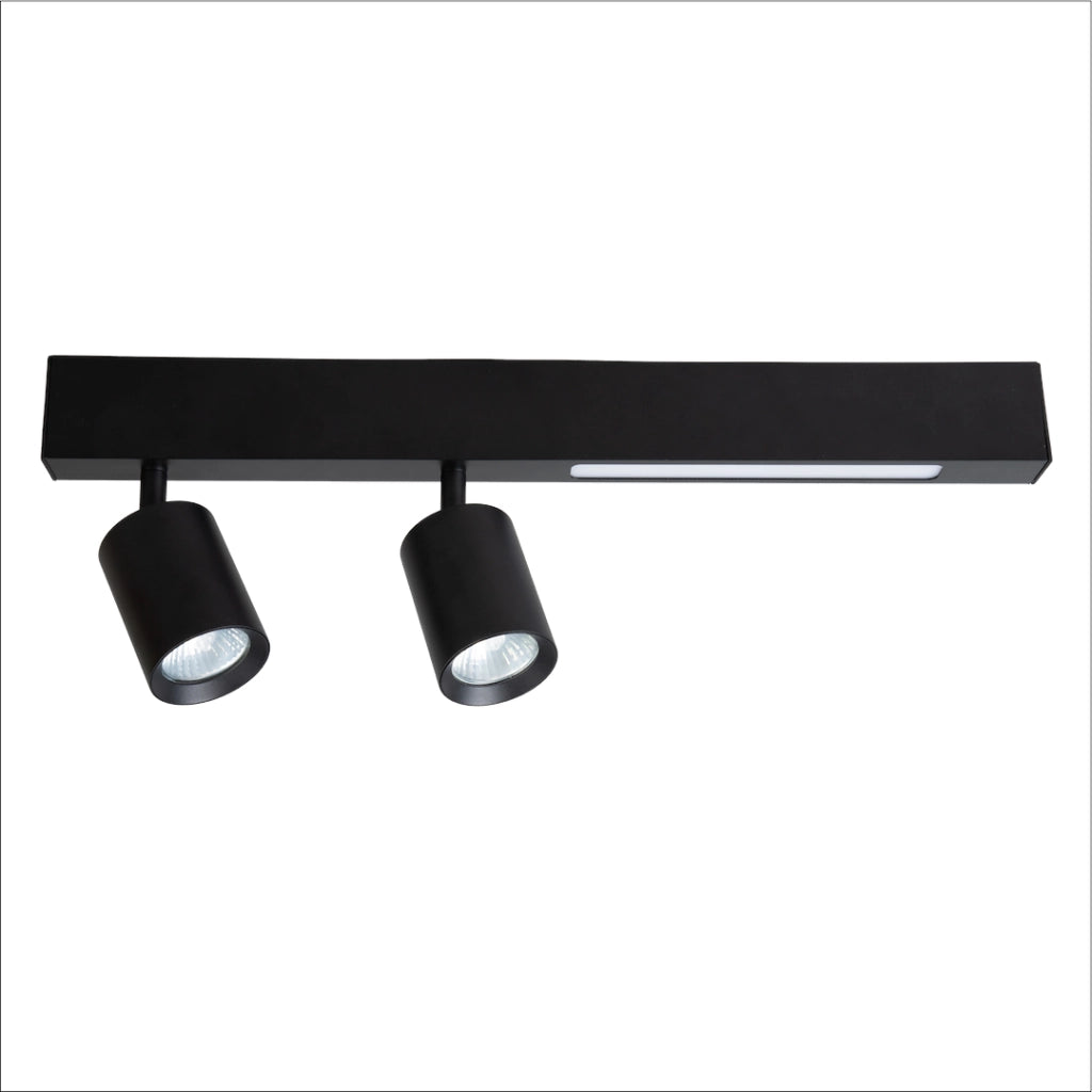 Faretto soffitto doppio a barra nero LED 5W 2xGU10