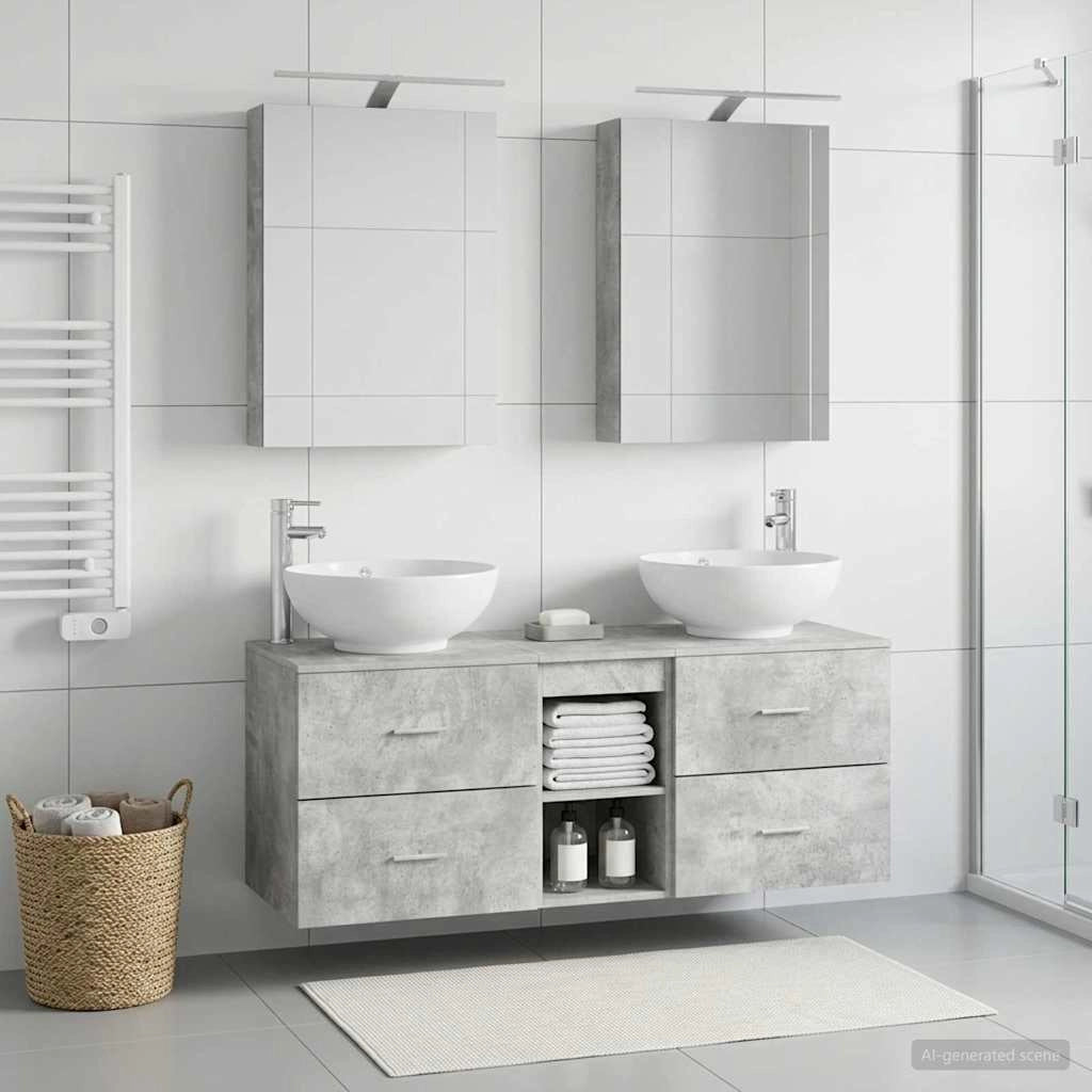 Set di mobili per il bagno 5 pz Grigio Cemento 3406954