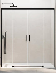 Porta doccia scorrevole 2+2 THALASSA (BASIC) 160 cm Profilo Nero vetro trasparente