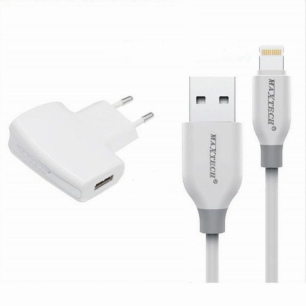 Trade Shop - Kit Caricabatterie + Cavo Usb Connettore Lightning 10w 2.1a 1mt Maxtech Ca-s035 -