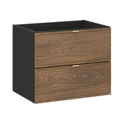 Mobile sotto lavabo SAVIA 60 cm marrone e nero – 2 cassetti – sospesi