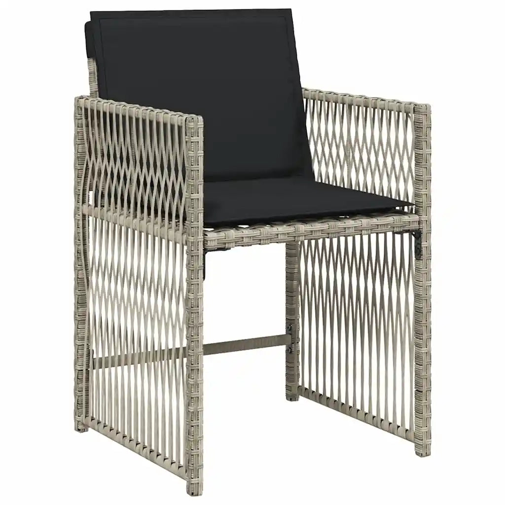 Set da Pranzo da Giardino 13pz con Cuscini Grigio in Polyrattan 3211703