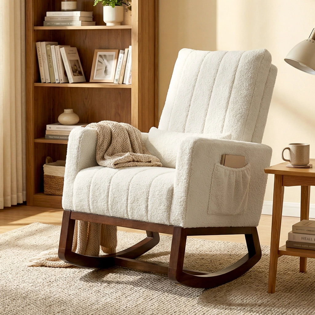 Poltrona a Dondolo Imbottita ¨C Minimal ¨C Crema