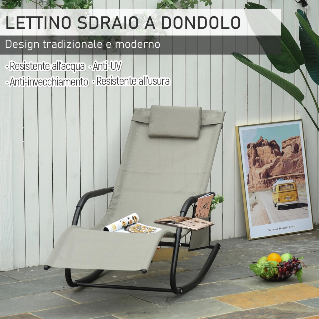 Poltrona a Dondolo da Giardino ¨C Minimal ¨C Nero e Grigio, 150x62x88 cm