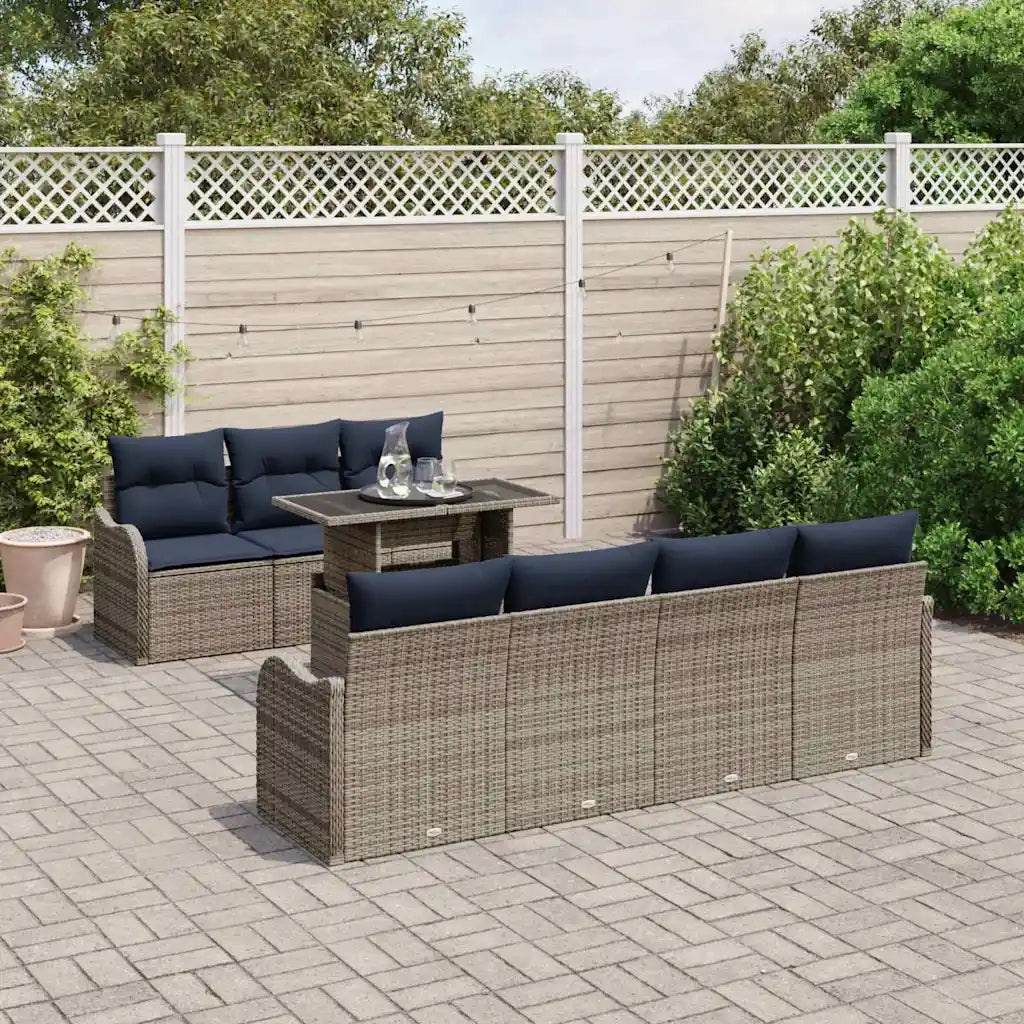 Set Divano da Giardino 8 pz Grigio polyrattan 3348411