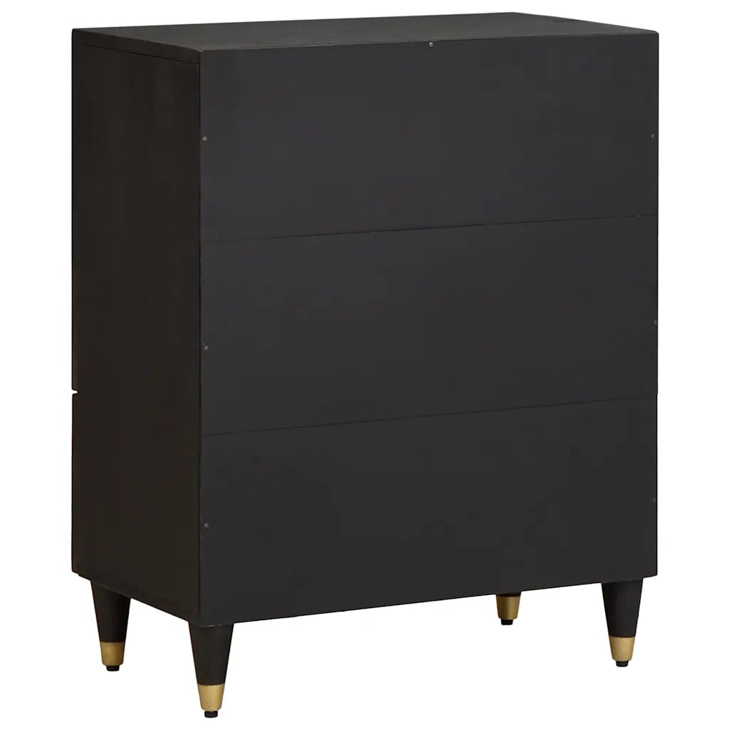 Credenza | Madia | Buffet da pranzo | Armadio da pranzo Nero 60 x 33 x 75 cm Legno di mango massello