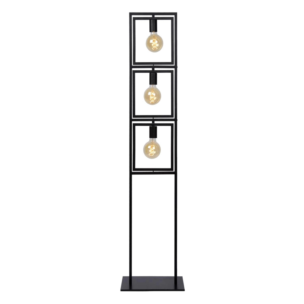 Lampada da terra loft Luuk 3 luci E27 nera Lucide