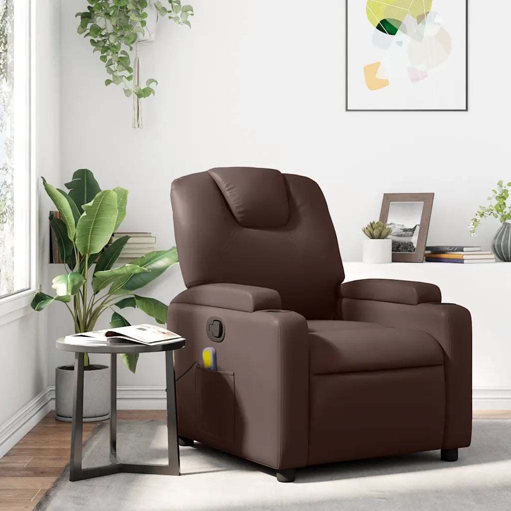 Poltrona Massaggiante | Sedia Relax Reclinabile marrone in Similpelle