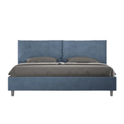 BS COM Letto matrimoniale king size senza rete imbottito 200x210 microfibra blu
