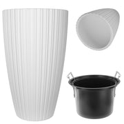 Vaso da fiori KADAX 30 cm con coperchio e inserto, in plastica bianca.