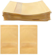 50 sacchetti di cartone kraft con finestra, 10 x 15 + 3 cm