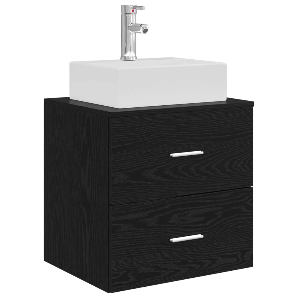 Set di mobili per il bagno 4 pz Rovere Nero 3406824