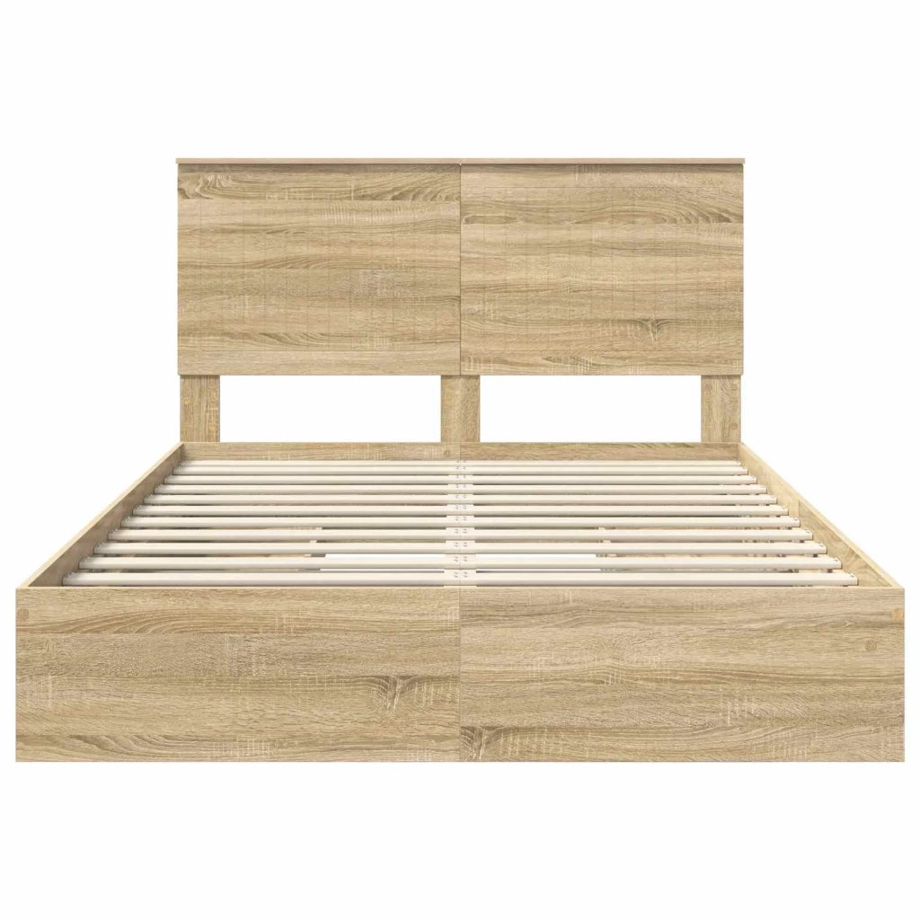 Letto con Contenitore con testiera Rovere Sonoma 140 x 190 cm 3411210
