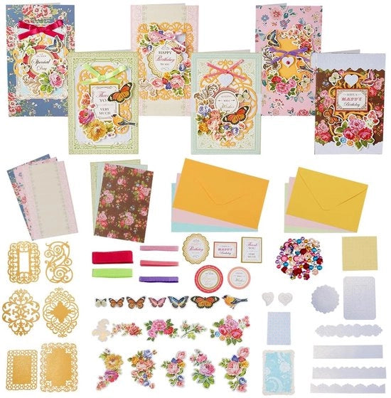 Set di Cartoline Manuali - Cartoline Artigianali - Set di Cartoline di Ringraziamento DIY - Buste 21,5x12,5cm - Carta Decorativa - Stickers in Diversi Stili - Set di Cartoline
