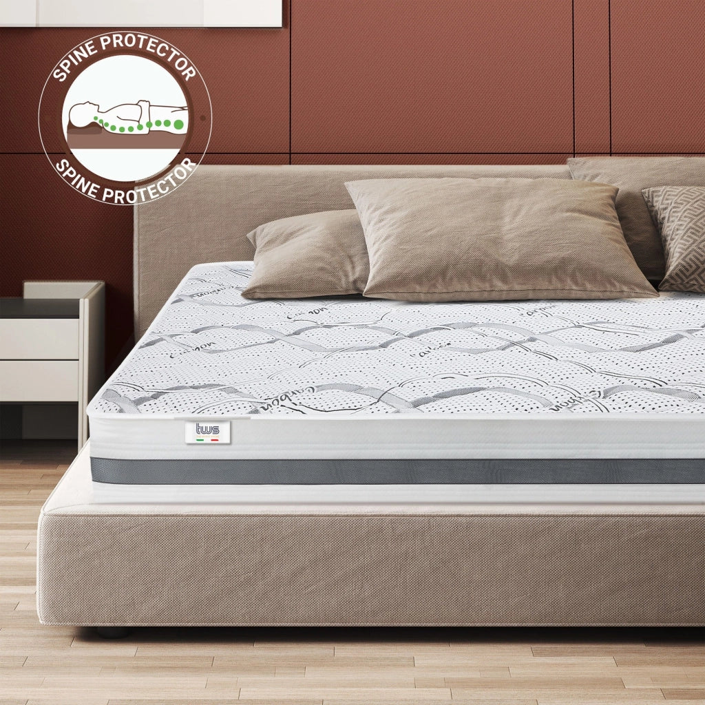 Materasso in Memory Foam Singolo 110x175 Altezza 22 cm | Rigidità media/alta | Tessuto Anallergico e Traspirante | Proprieta' Ortopediche Automodellanti | Prodotto in Italia