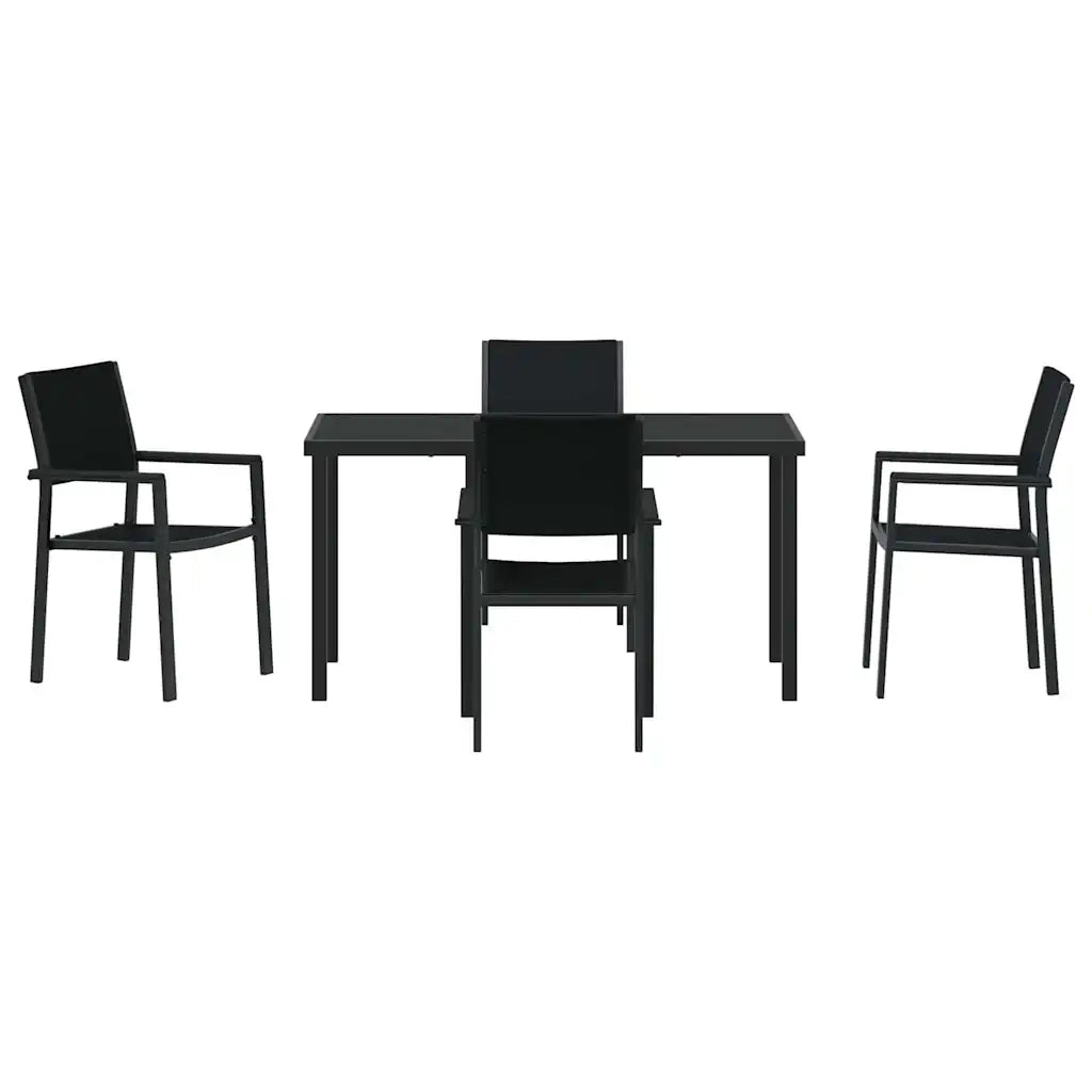 Set da Pranzo per Giardino 5 pcs Nero 3379151