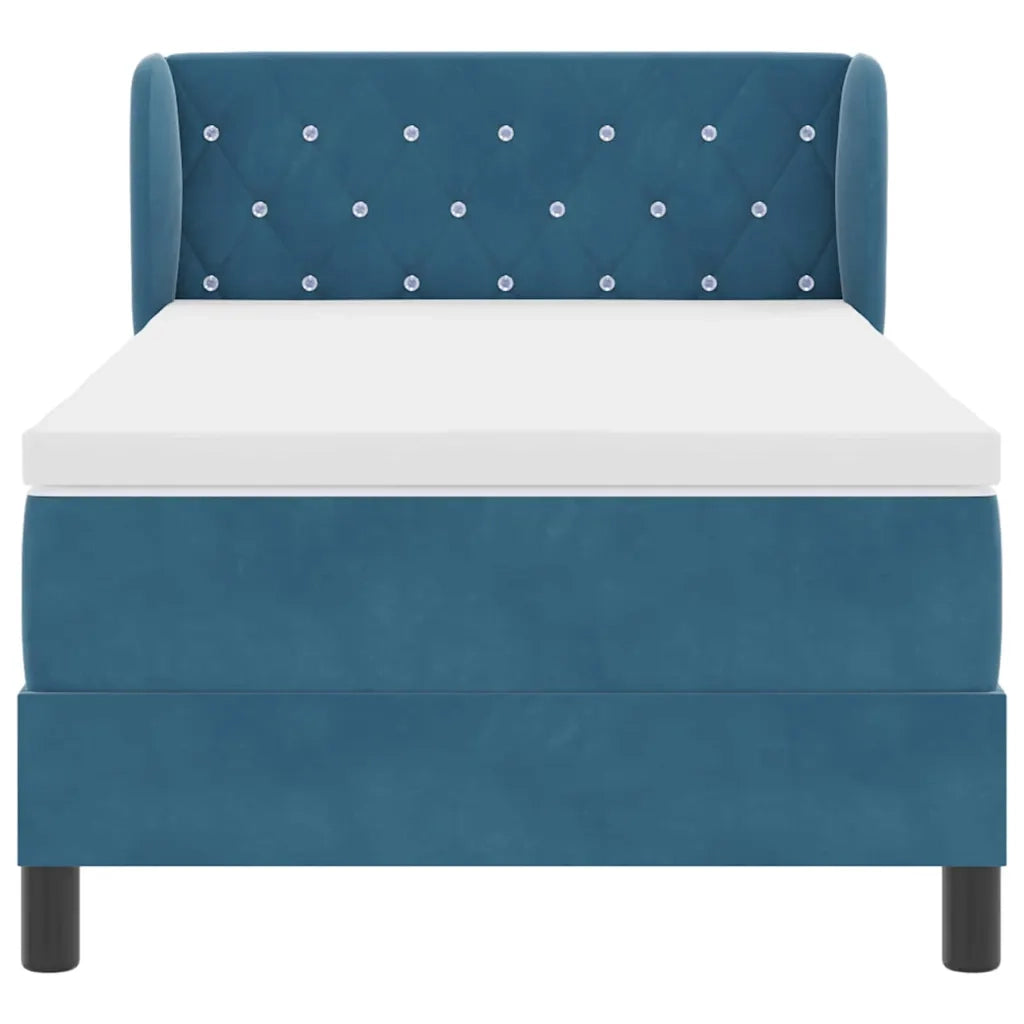 Letto a molle con testiera Blu scuro 90 x 200 cm Velluto 3340320