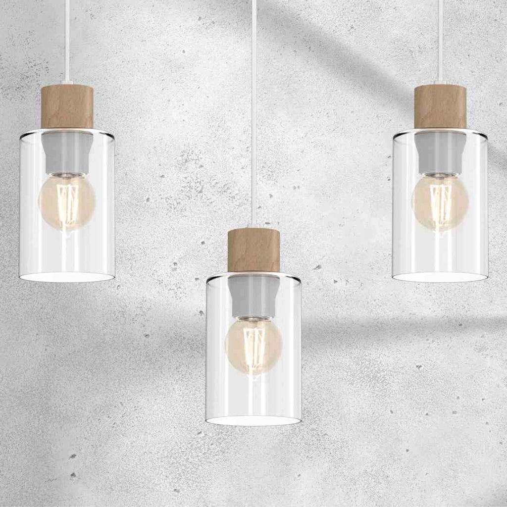 Lampada a sospensione Milagro Madera 3 luci bianca