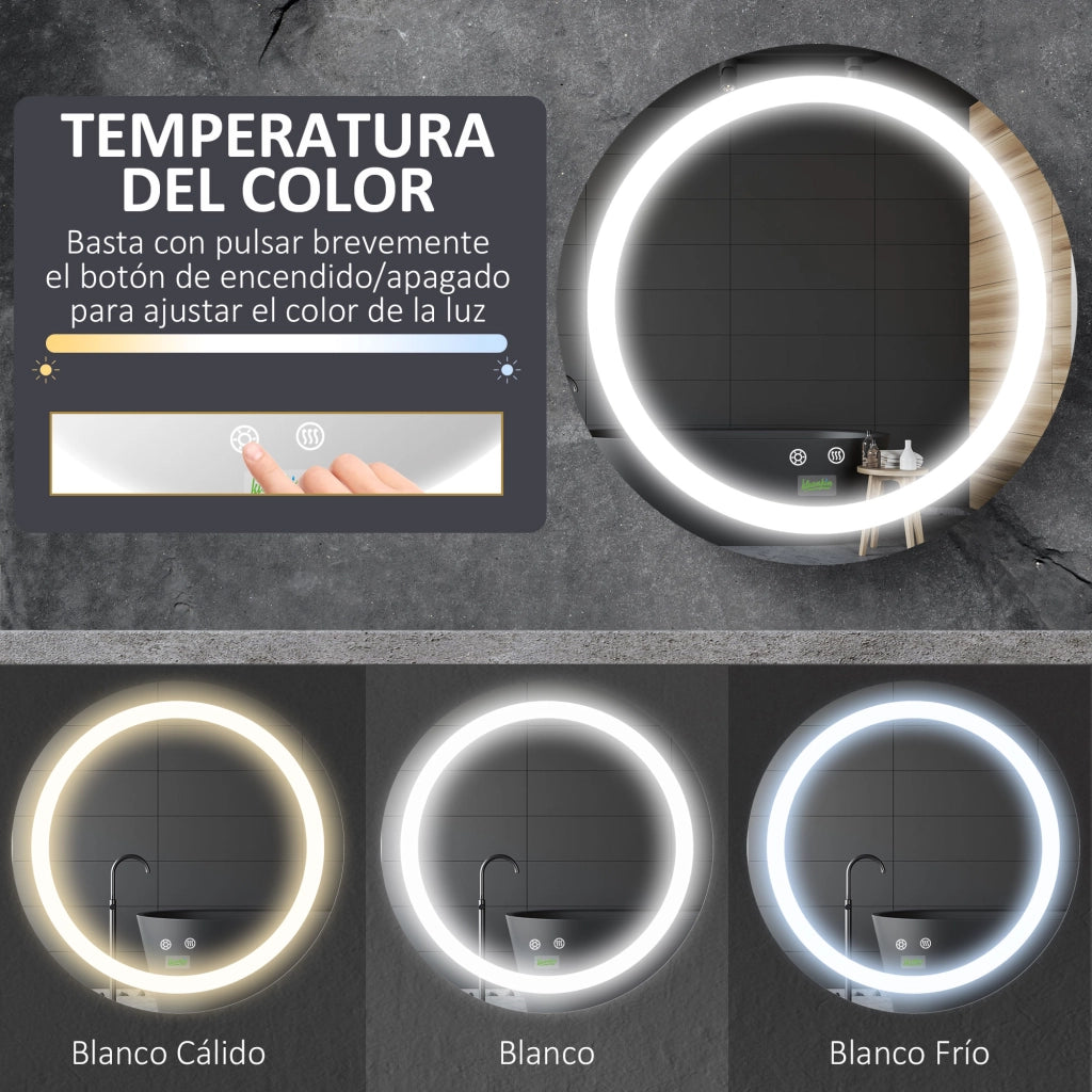 Specchio da bagno con luce LED ¨C Minimal ¨C ?50x4,6 cm argento