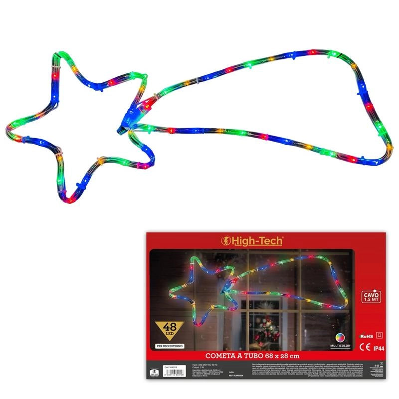 HIGH TECH "COMETA" TUBO 48LED MULTICOLOR 68X28 CM  USO ESTERNO
