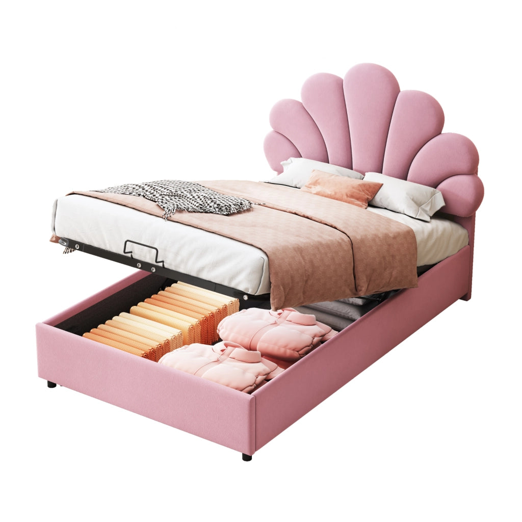 letto imbottito velluto rosa 90 x 200 cm