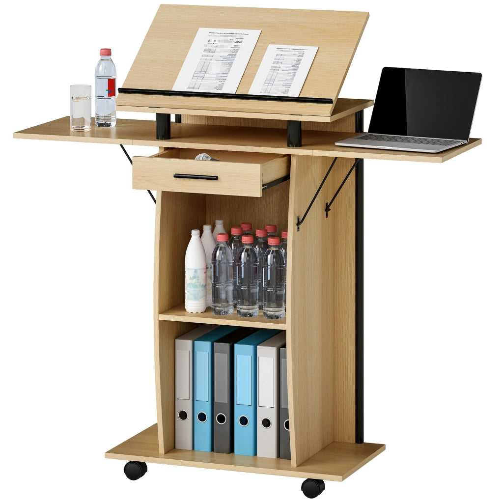 Scrivania con cassetto e scaffali ¨C zephmum ¨C Eichenoptik