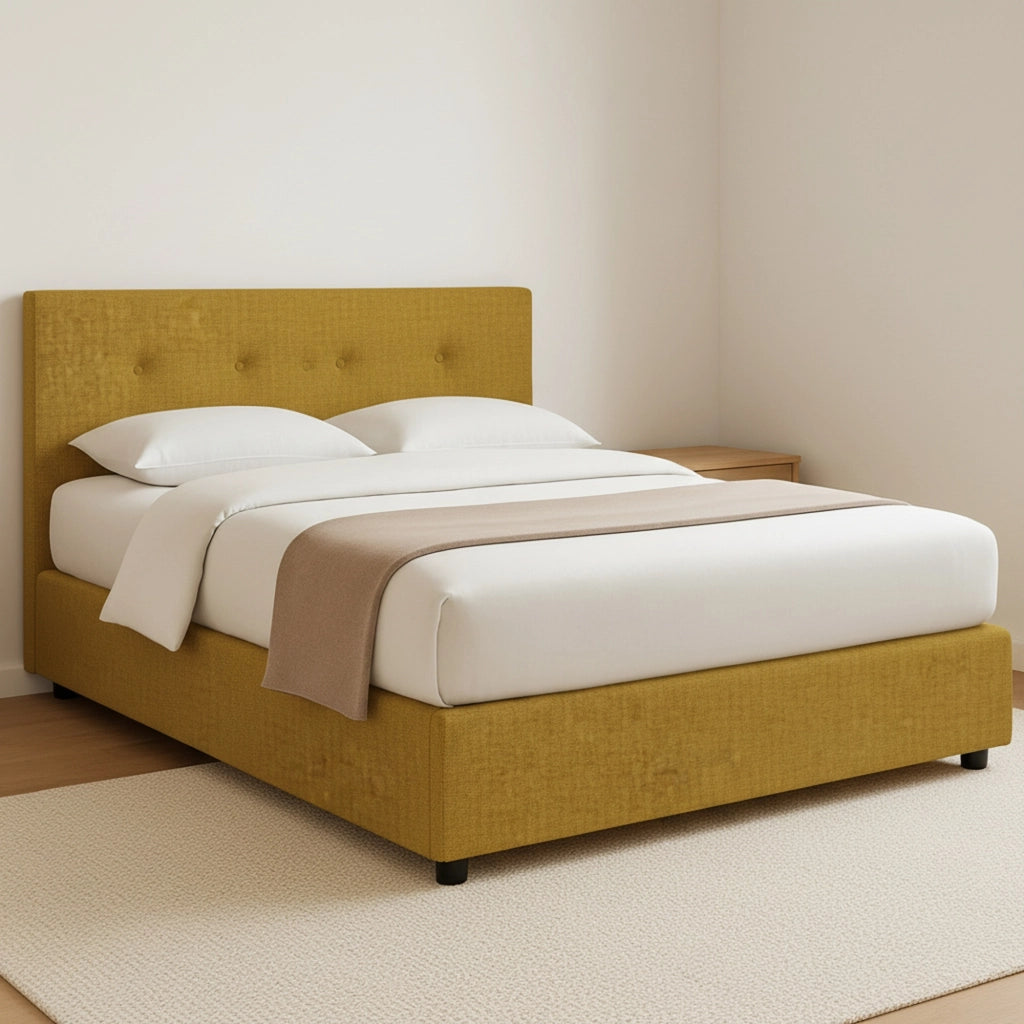 Luton, Letto Piazza e Mezza Sfoderabile Made in Italy, Giallo Ocra