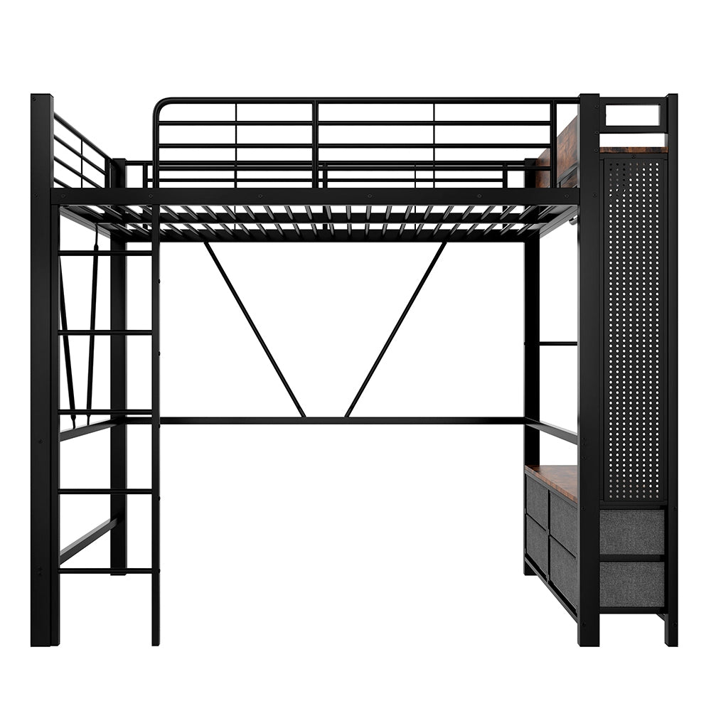 Letto a soppalco - Xylo - 90x200 cm 4 cassetti USB nero