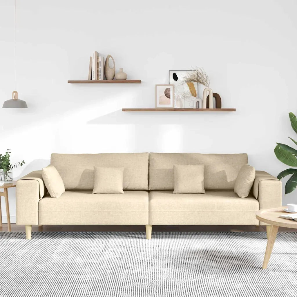 Divano con cuscino Crema 250 x 77 x 76 cm Tessuto 3335149
