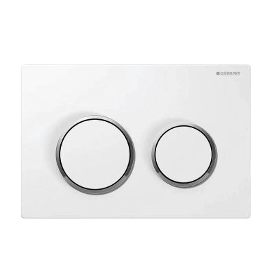 Placca comando 2 tasti Omega 20 - Bianca con bordi cromo