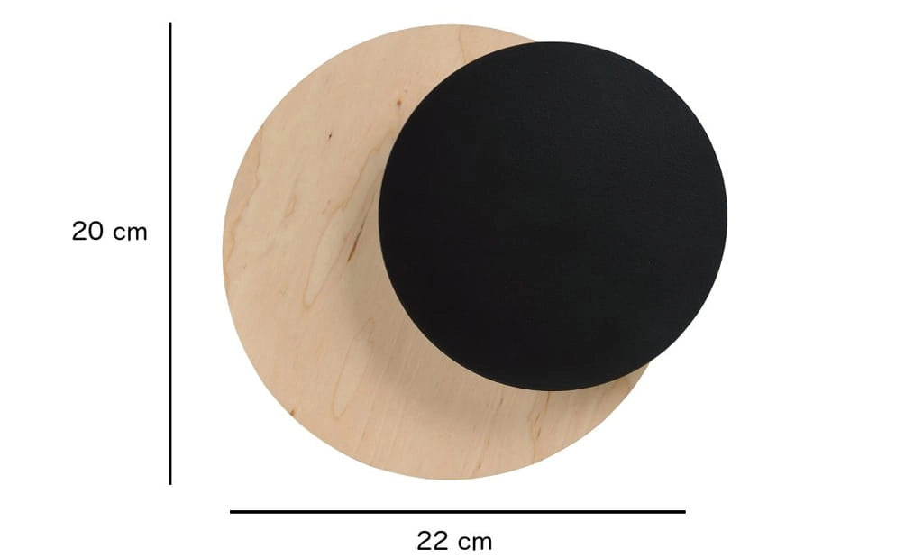Applique Emibig Circle 1 luce legno chiaro/nero G9 20cm