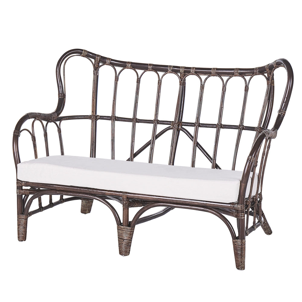 Lounge Set da Giardino 4 Posti in Rattan Naturale Marrone e cuscini Beige