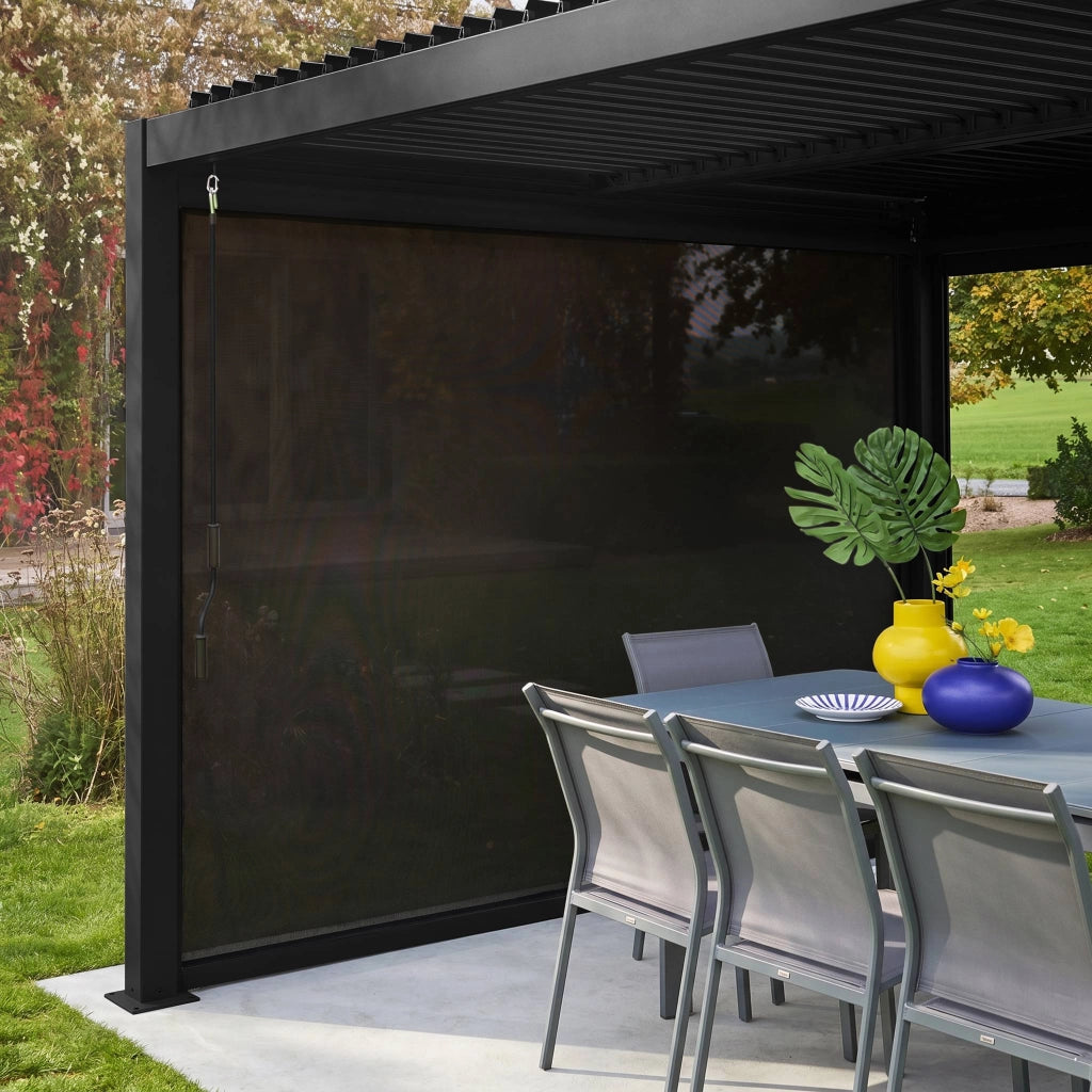 tenda laterale avvolgibile alluminio e textilene per pergola, 3m,