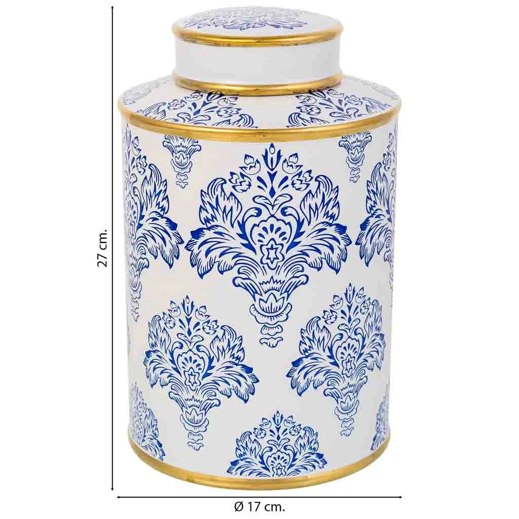 Vaso in ceramica bianca e blu, D17x27h cm